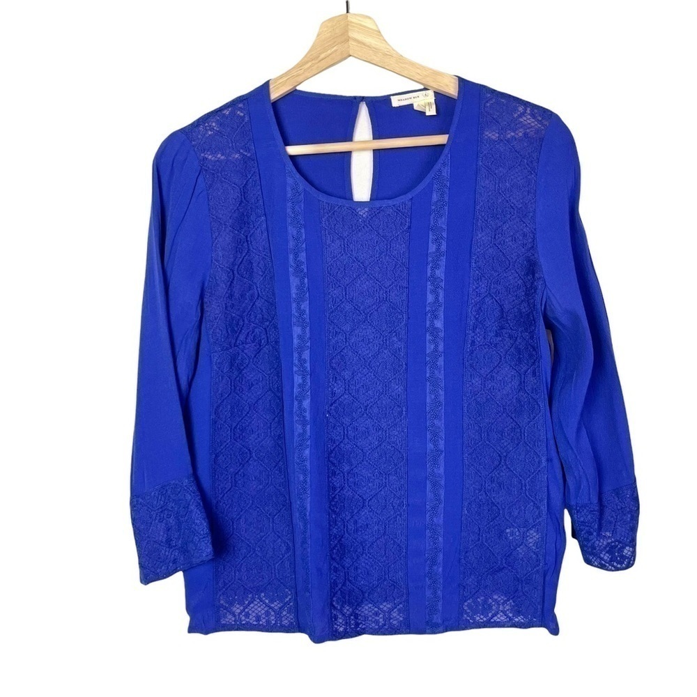 Anthropologie Meadow Rue Salina Royal‎ Blue Lace Blouse S